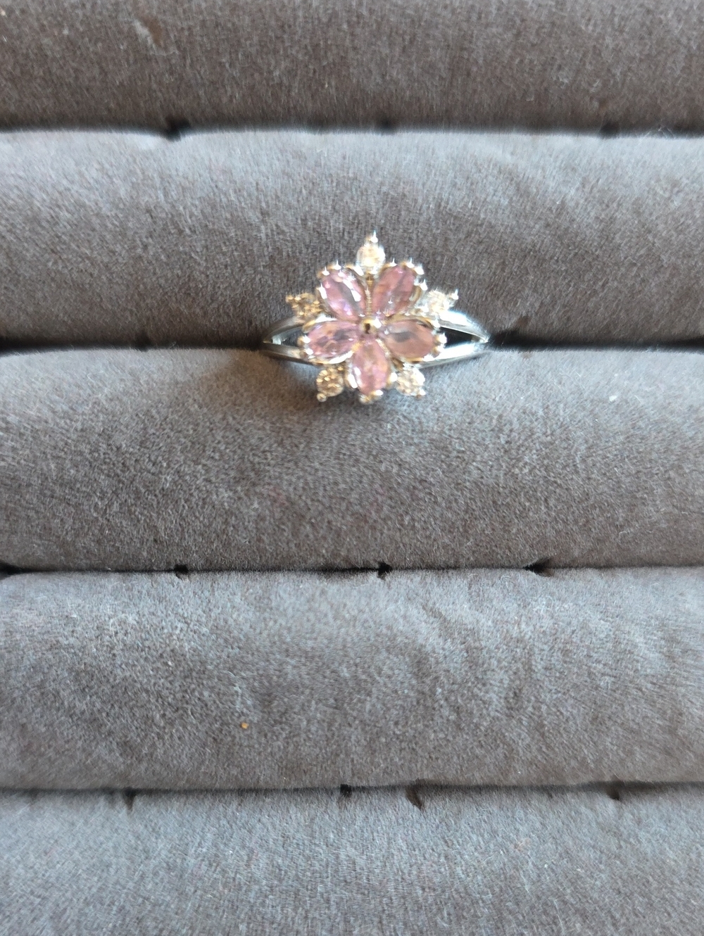 Pink Floral Crystal Ring - Women Jewelry
